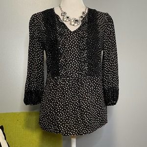 Boden Cynthia Black White Polka Dot Blouse Top 2